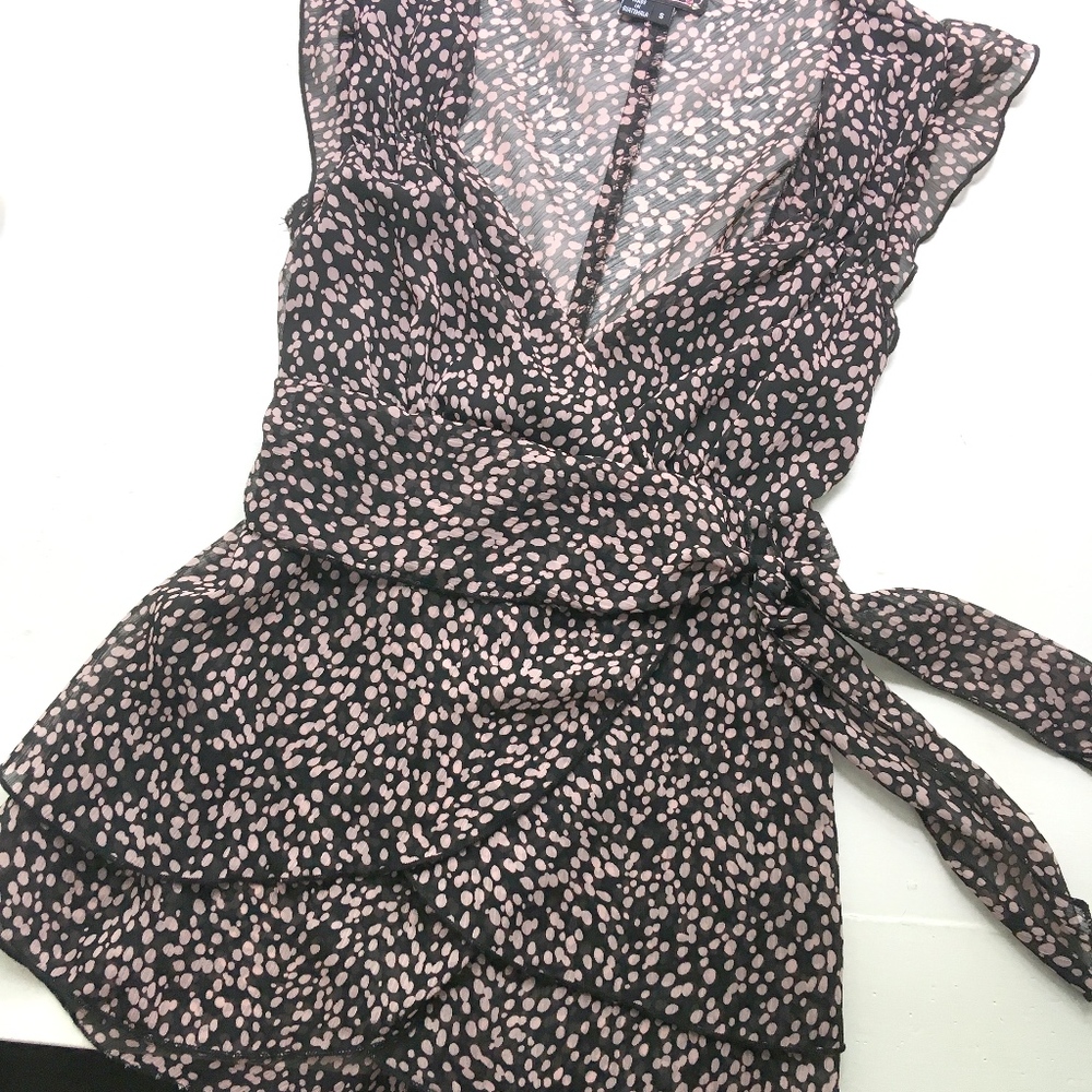Chiffon Black and Pink Polka Dot top